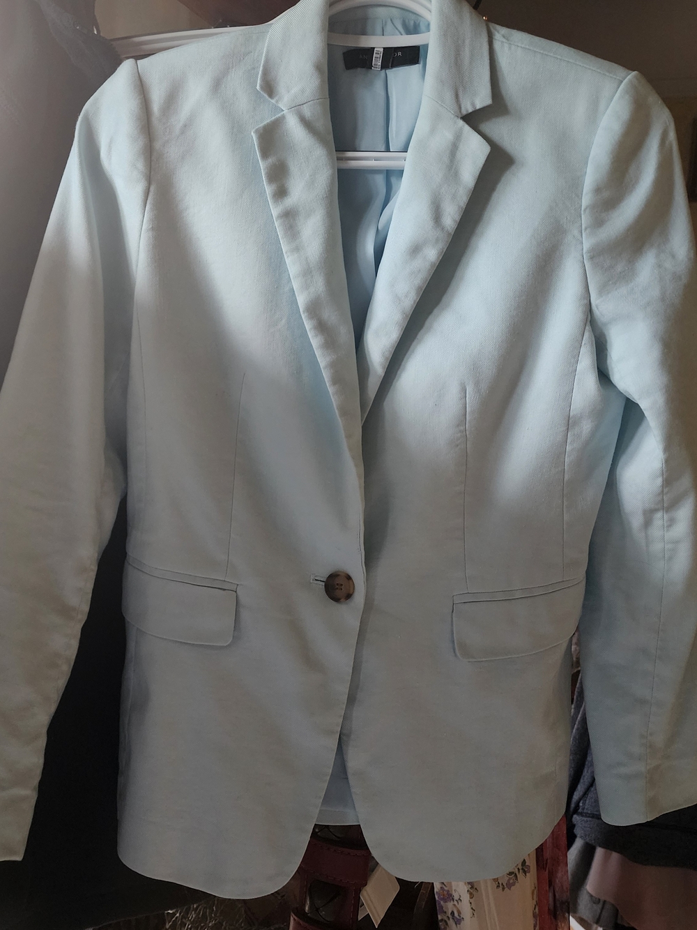 Ann Taylor Light‎ Blue Single-Button Blazer Linen Just Dry Cleaned Sz OP